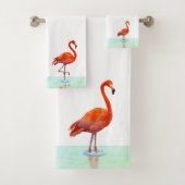 Rosa Flamingo Stehend am Lake Bath Handtuch Set (Insitu)