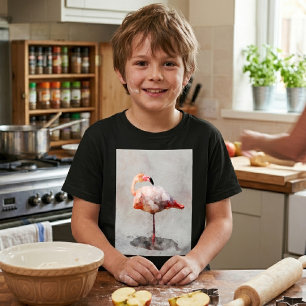 Rosa Flamingo Stehend in Wasserfarben Kunst Druck T-Shirt