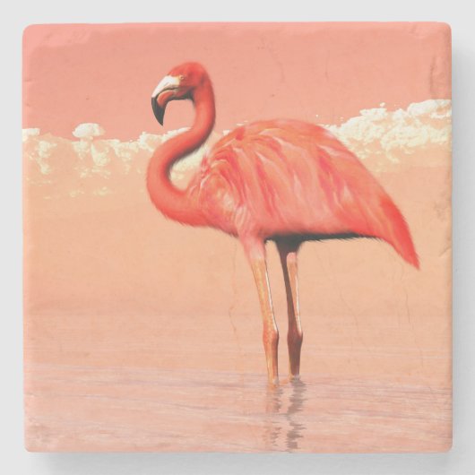 Rosa Flamingo Steinuntersetzer (Vorderseite)