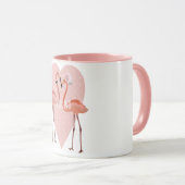 Rosa Flamingo stilvolles Herz Liebe Tasse (VorderseiteRechts)
