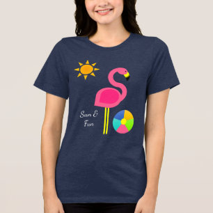 Rosa Flamingo Strand Cover Up Tri-Blend Shirt