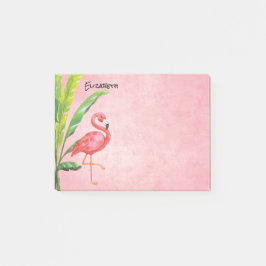 Rosa Flamingo-Strand-Insel verlässt Monogramm Post-it Klebezettel