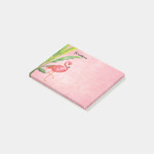 Rosa Flamingo-Strand-Insel verlässt Monogramm Post-it Klebezettel (angewinkelt)