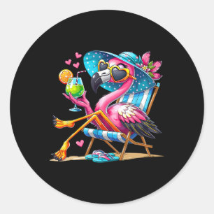 Rosa Flamingo Strand Sommer Stimmung Palme Tropica Runder Aufkleber