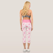 Rosa Flamingo-Streifenmuster Capri Leggings (Rückseite)