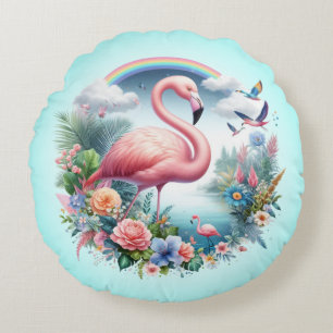 Rosa Flamingo Sublimation Rundes Kissen