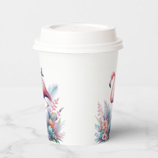 Rosa Flamingo Sublimierung-95160 Pappbecher (Links)