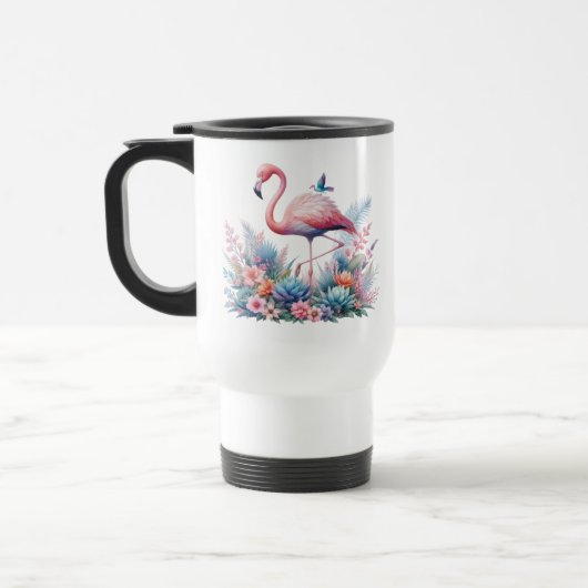 Rosa Flamingo Sublimierung-95160 Reisebecher (Links)