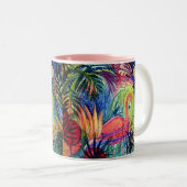 Rosa Flamingo-Tasse Zweifarbige Tasse (VorderseiteRechts)