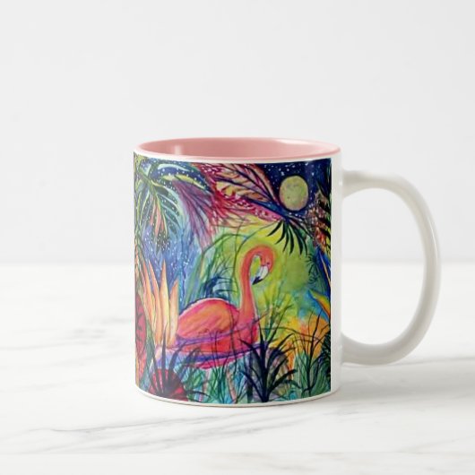 Rosa Flamingo-Tasse Zweifarbige Tasse (Rechts)