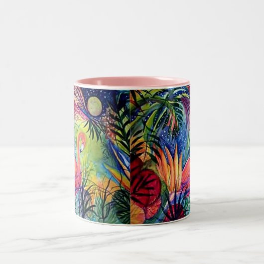 Rosa Flamingo-Tasse Zweifarbige Tasse (Mittel)