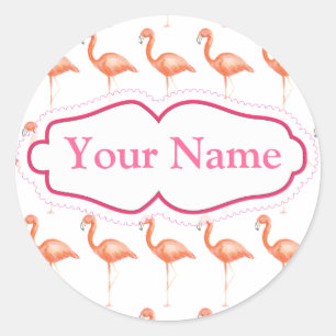 Rosa Flamingo-Theme Runder Aufkleber