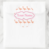 Rosa Flamingo-Theme Runder Aufkleber (Tasche)