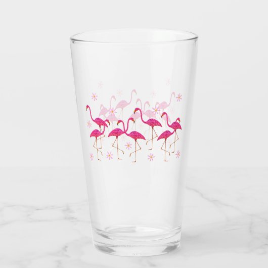 Rosa Flamingo-Trinkglas Glas (Rückseite)