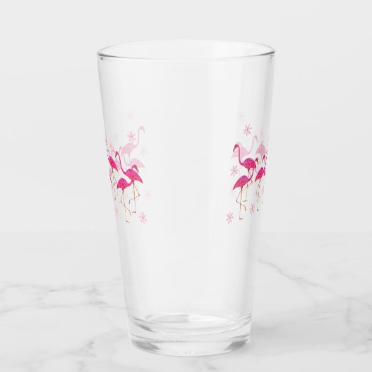 Rosa Flamingo-Trinkglas Glas (Rechts)