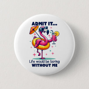 Rosa Flamingo Trinkschwänze Sommerurlaub Strand Button