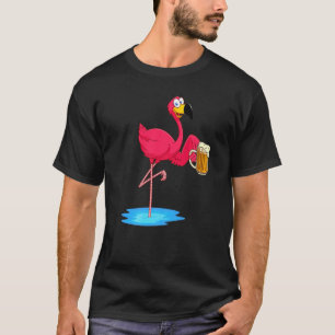Rosa Flamingo trinkt Bier Trinker Sommerlaune T-Shirt