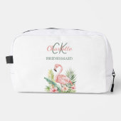 Rosa Flamingo-Tropen-Monogramm-Bräute Waschbeutel (Vorderseite)