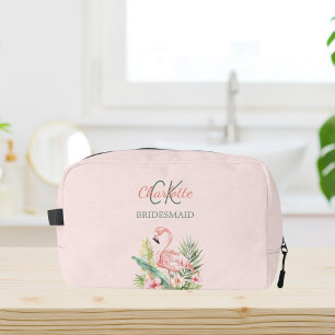 Rosa Flamingo-Tropen-Monogramm-Bräute Waschbeutel