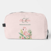 Rosa Flamingo-Tropen-Monogramm-Bräute Waschbeutel (Vorderseite)