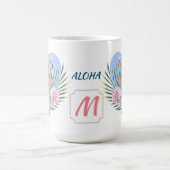 Rosa Flamingo Tropenpalme Kaffeetasse (Mittel)