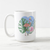 Rosa Flamingo Tropenpalme Kaffeetasse (Links)