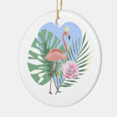 Rosa Flamingo Tropenpalme Keramik Ornament (Links)