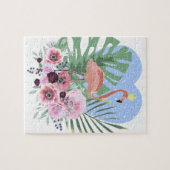 Rosa Flamingo Tropenpalme Puzzle (Horizontal)