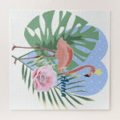 Rosa Flamingo Tropenpalme Puzzle (Horizontal)