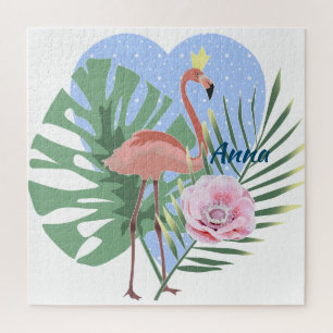 Rosa Flamingo Tropenpalme Puzzle
