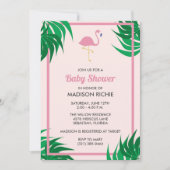 Rosa Flamingo Tropical Baby Dusche Einladung (Vorderseite)