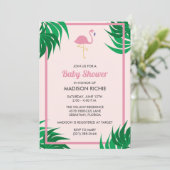 Rosa Flamingo Tropical Baby Dusche Einladung (Stehend Vorderseite)