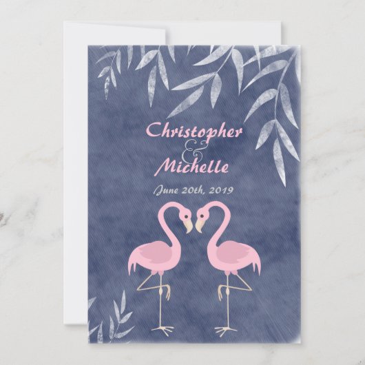 Rosa Flamingo Tropical Beach Hochzeitseinladungen Einladung (Vorderseite)