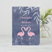 Rosa Flamingo Tropical Beach Hochzeitseinladungen Einladung (Stehend Vorderseite)