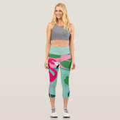 Rosa Flamingo Tropical Capri Leggings (Vorderseite)