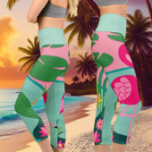 Rosa Flamingo Tropical Capri Leggings