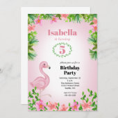 Rosa Flamingo Tropical Girls Geburtstag Einladung (Vorne/Hinten)