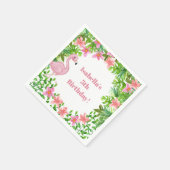 Rosa Flamingo Tropical Girls Geburtstagsparty Serviette (Ecke)