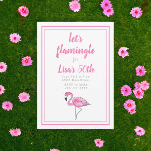Rosa Flamingo Tropical Lass uns Flamingle Geburtst Einladung