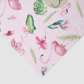 Rosa Flamingo Tropical Monogram Letter Initial Seidenpapier (Ausschnitt)