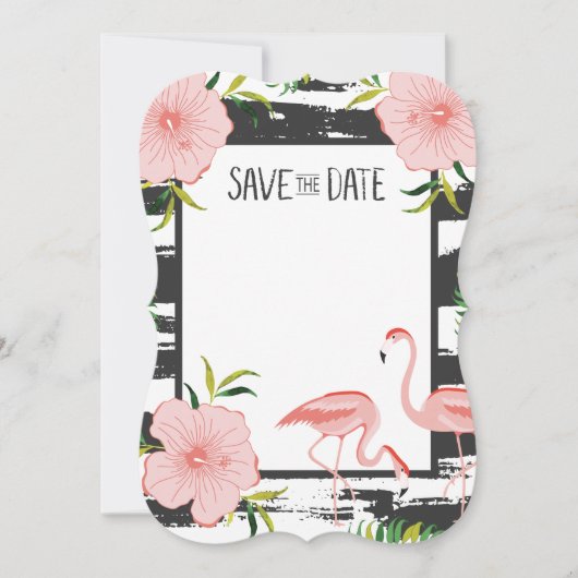 Rosa Flamingo Tropical Save the Date (Vorderseite)