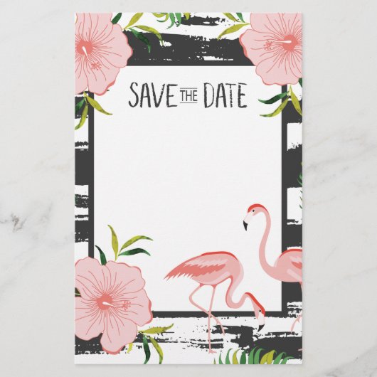 Rosa Flamingo Tropical Save the Date Briefpapier (Vorderseite)