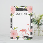 Rosa Flamingo Tropical Save the Date Briefpapier (Stehend Vorderseite)