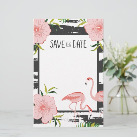 Rosa Flamingo Tropical Save the Date Briefpapier (Stehend Vorderseite)