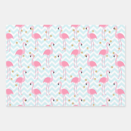 Rosa Flamingo Tropical Spottern Muster Geschenkpapier Set (Vorderseite 3)