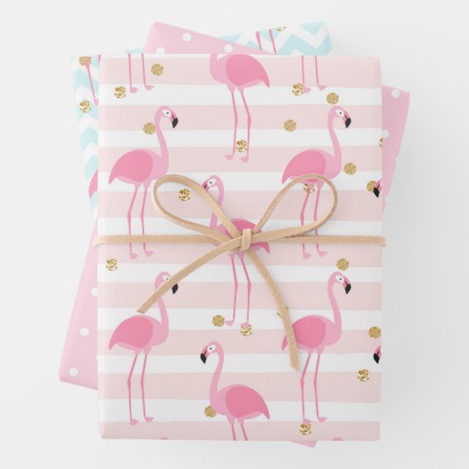 Rosa Flamingo Tropical Spottern Muster Geschenkpapier Set (Beispiel)