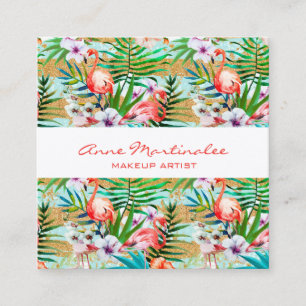 Rosa Flamingo Tropical Square Business Card Quadratische Visitenkarte