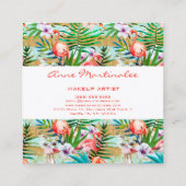 Rosa Flamingo Tropical Square Business Card Quadratische Visitenkarte (Rückseite)