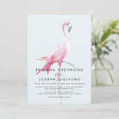 Rosa Flamingo Tropical Style Wedding Einladung (Stehend Vorderseite)