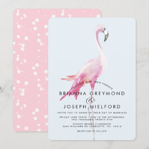 Rosa Flamingo Tropical Style Wedding Einladung